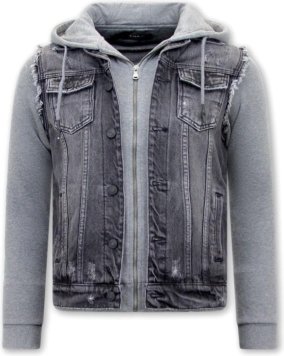 Enos Spijkerjas met Stoffen Mouwen - RJ9102 - Zwart - Maat: XL