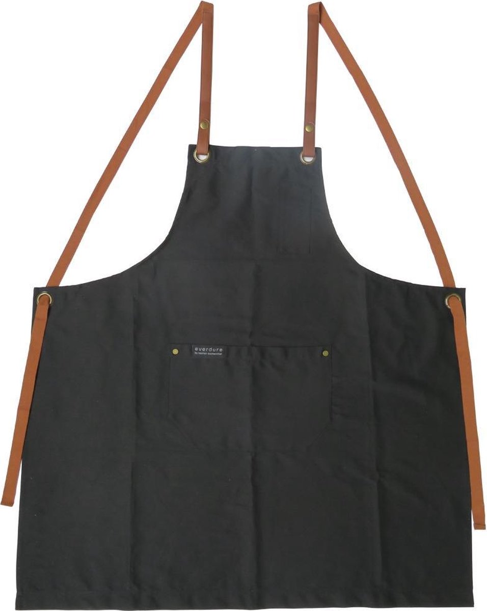 Everdure Barbecue Keukenschort - One Size Fits All - Katoen/Leer - Zwart