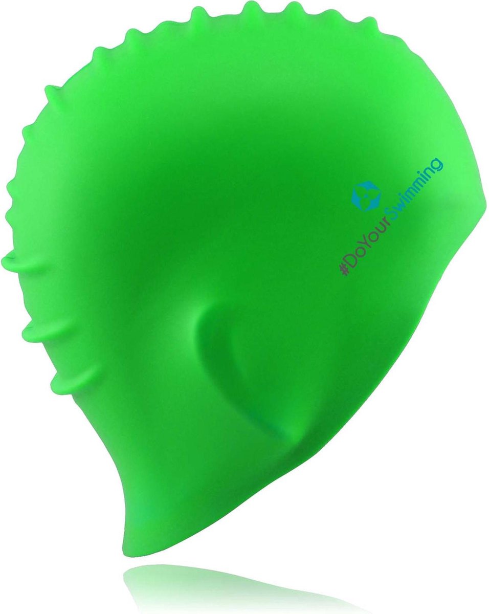 #DoYourSwimming - Badmuts voor volwassenen  - »Barney« - silicoon (Spandex) - perfecte pasvorm en extra oorbescherming - groen