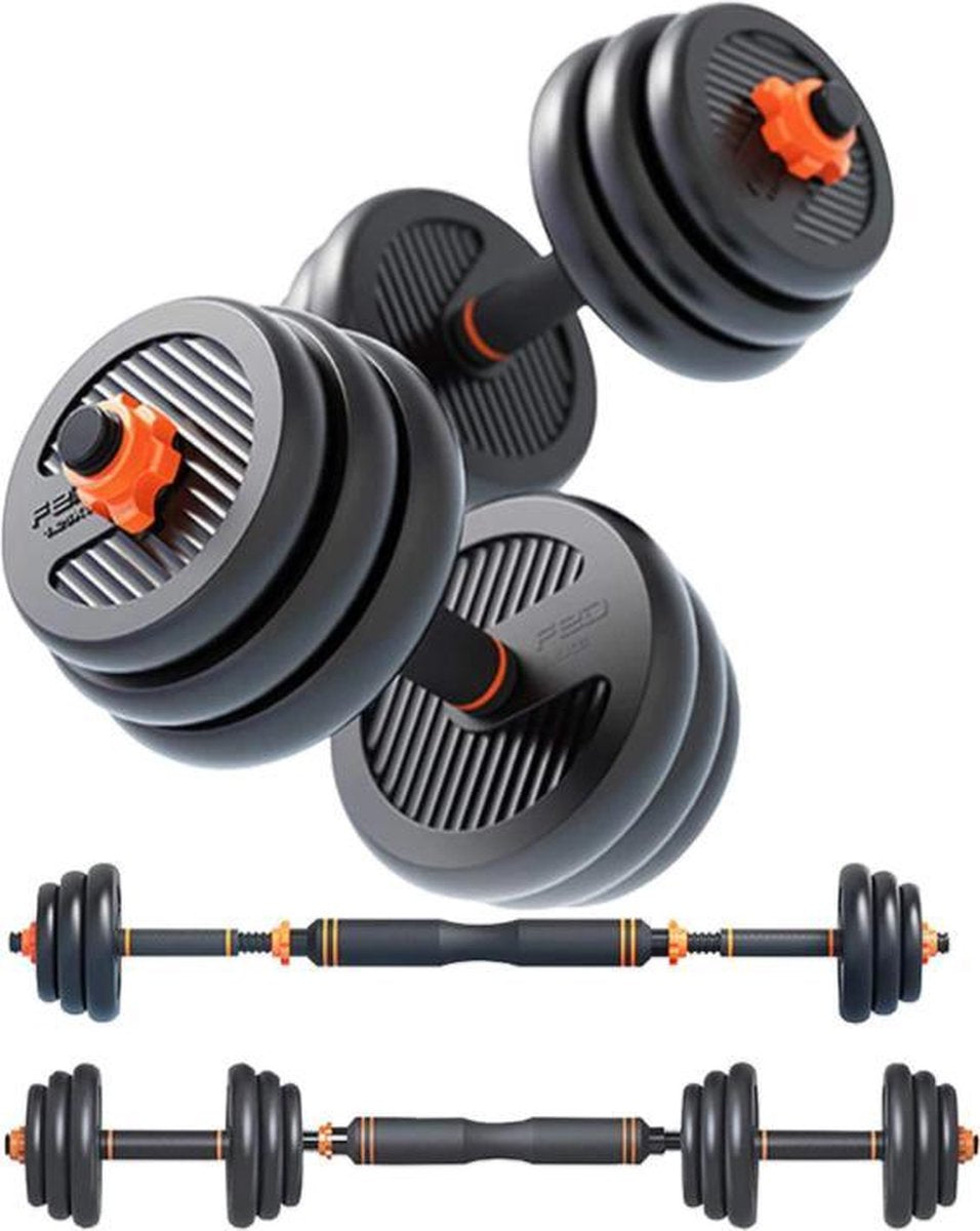 Dexters®  Dumbellset 24 KG -  Luxe 18-delige set - Verstelbare dumbells - Halterset - Dumbbell - Gewichten - Fitness - Zwart/Oranje