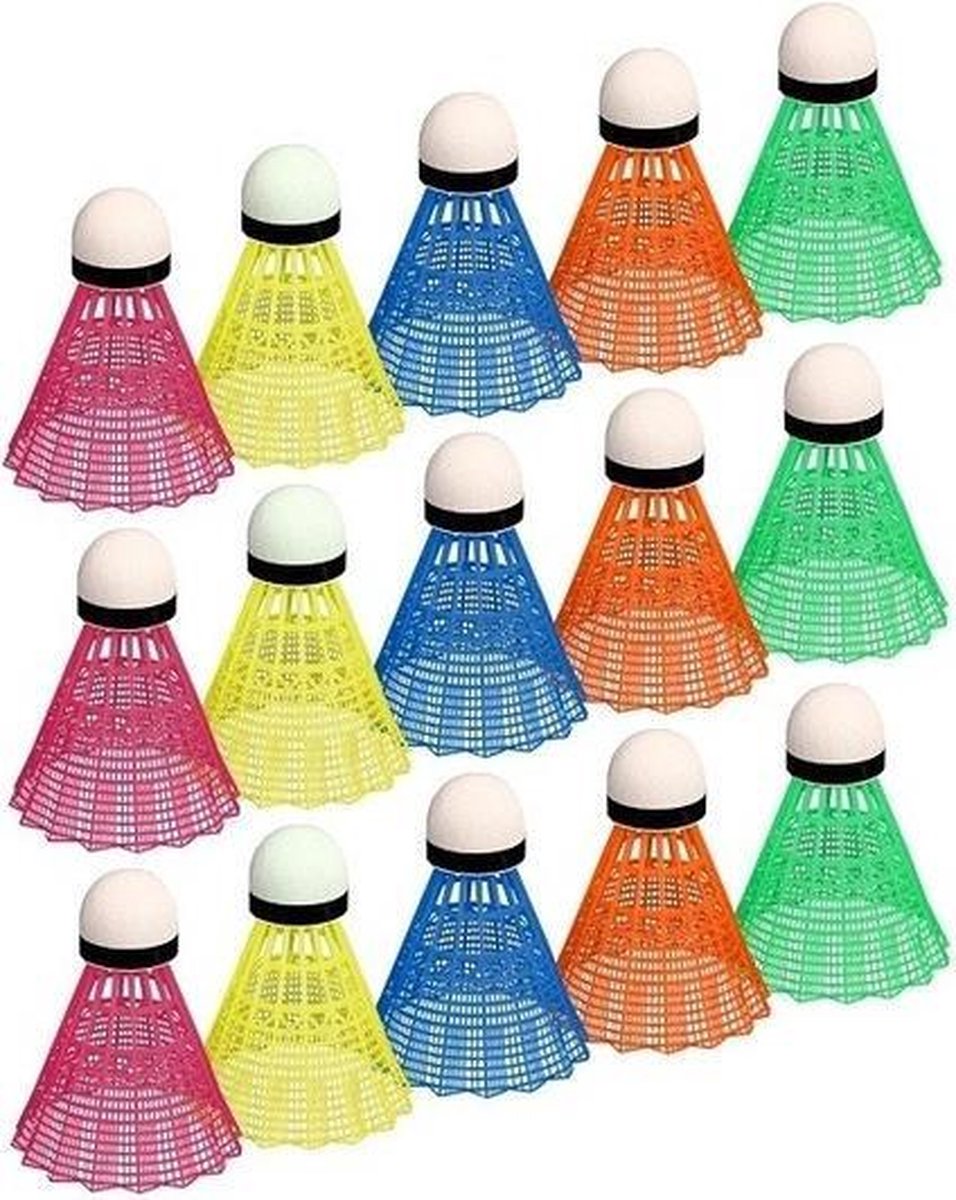 15x Gekleurde badminton shuttles