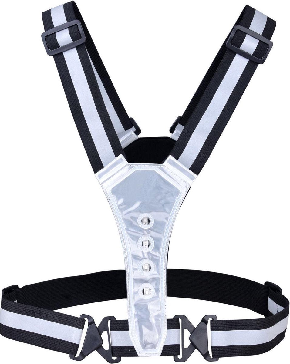 Veiligheidsvest - Hardloopvest met Verlichting - Reflectie LED - Verstelbaar Harnas - Wit