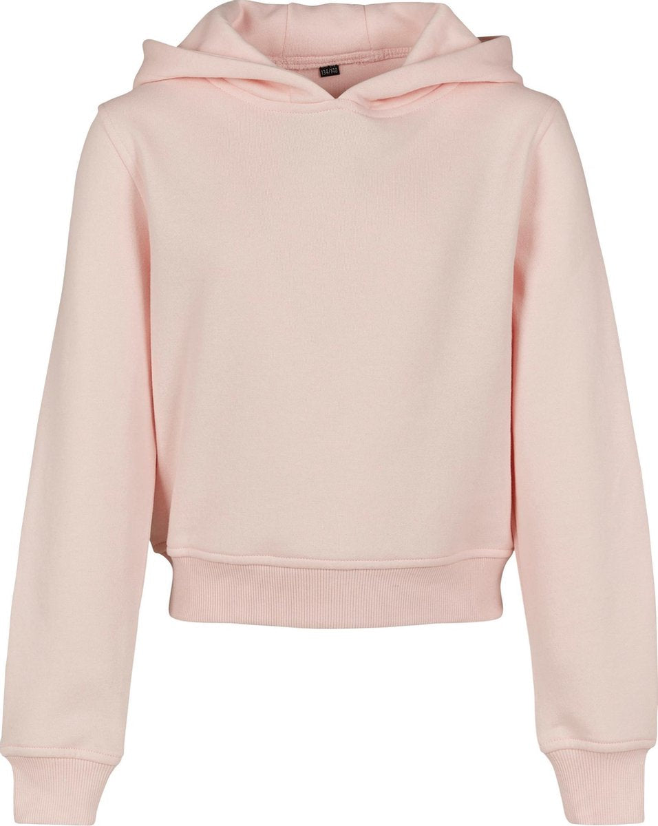 Build Your Brand Meisjes Hoodie bijgesneden (Roze) Maat: 134-140