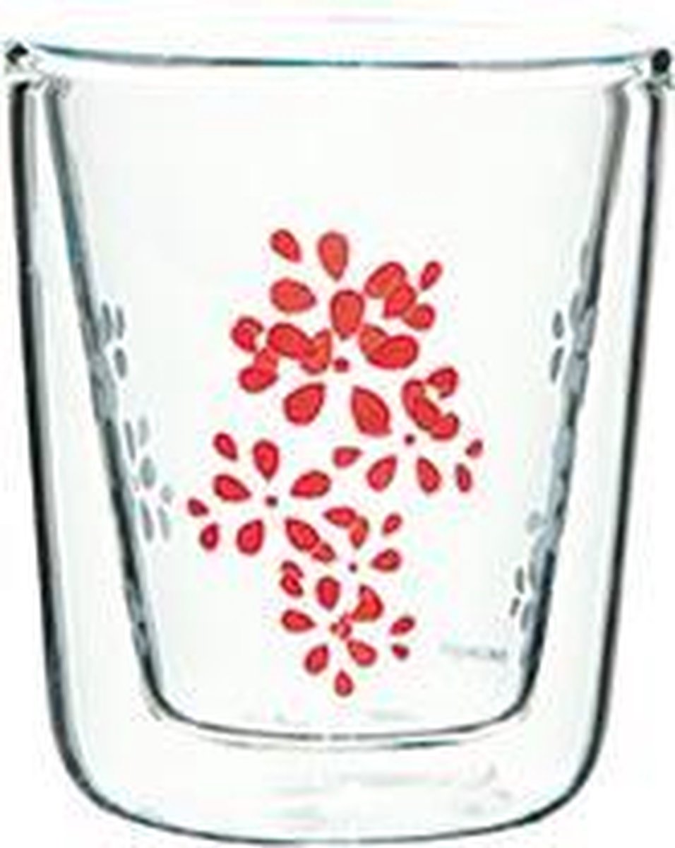 Zak!Designs - Lily Dubbelwandige Espressobeker - Borrosilicaat Glas - 75 ml - Rood