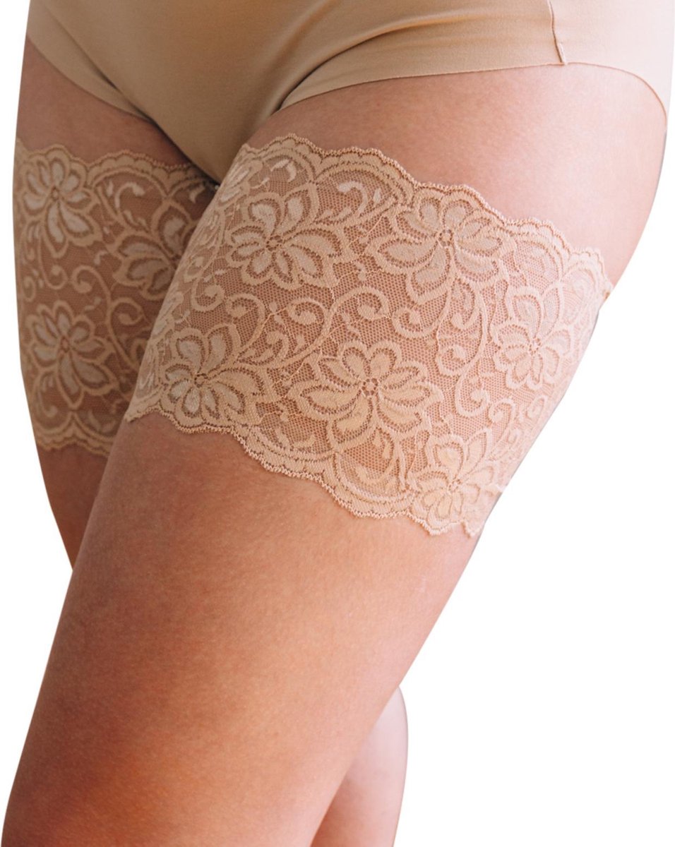 Bandelettes – Model Dolce - Kanten Elastische Dijenbanden - Beige - Maat A