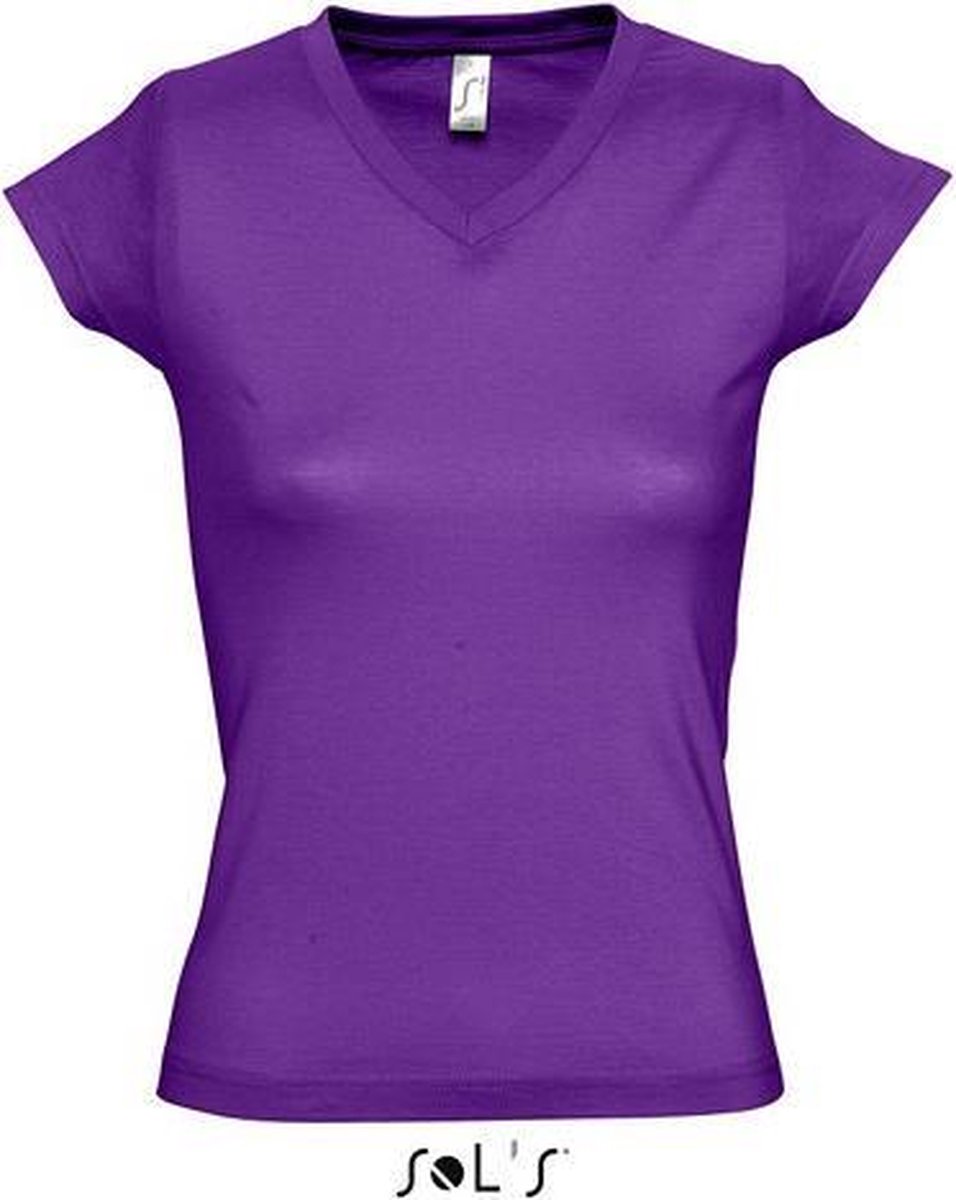 Dames t-shirt  V-hals paars 36 (S)