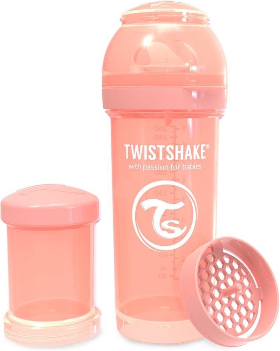 Twistshake Babyfles Antikoliek 260Ml - Pastel Peach