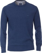 Redmond heren trui katoen - O-hals - blauw -  Maat: L