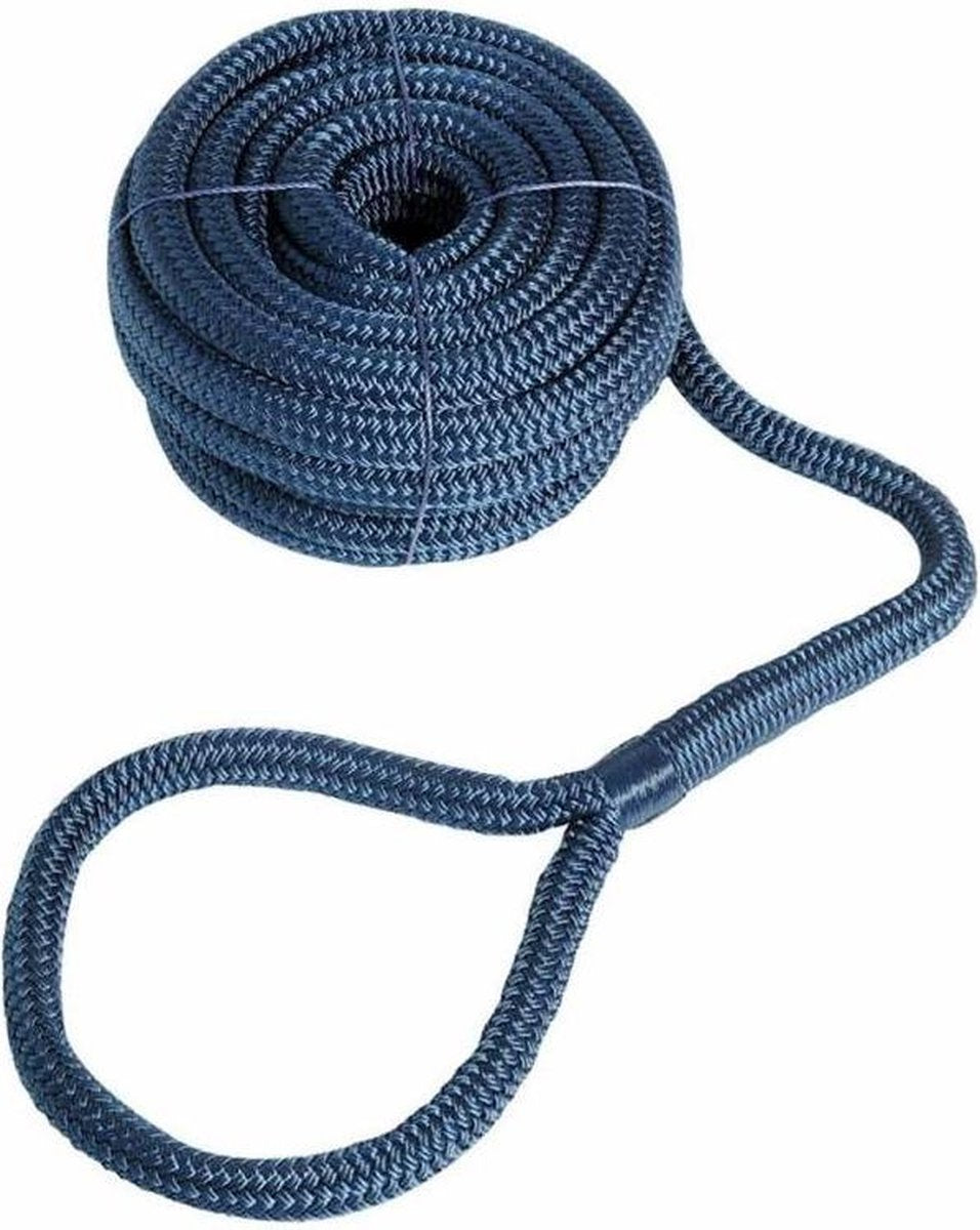 Dubbel gevlochten landvast 16 mm met oog 40 cm Navy
