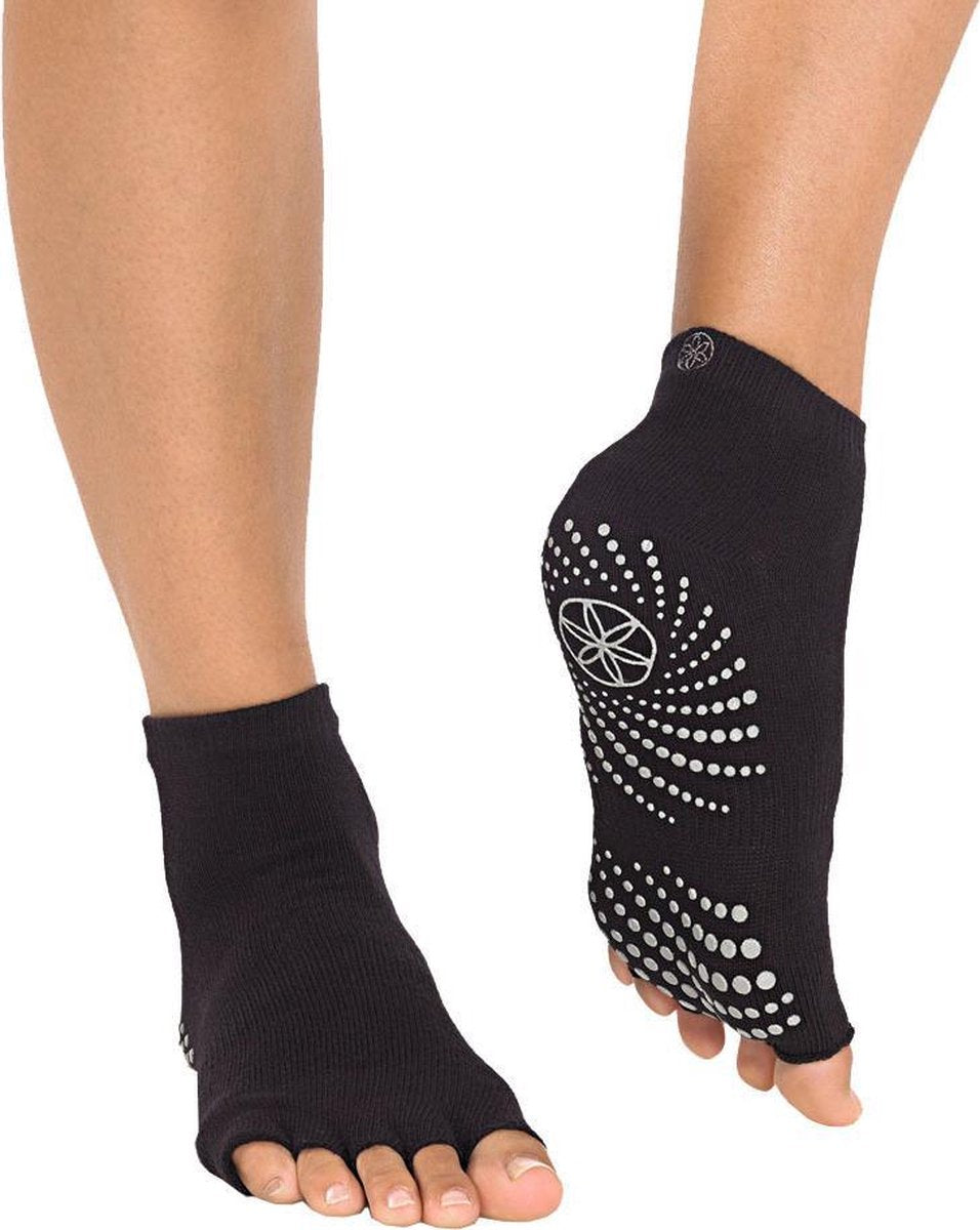 Yoga Socks Grippy Toeless Granite Unisex - Zwart - Maat 36-40