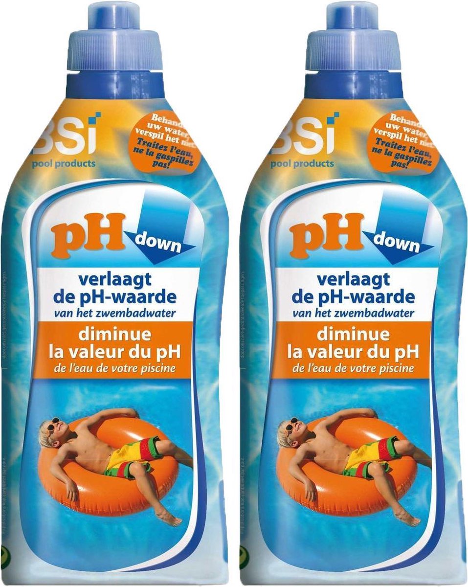 BSI - pH Down - pH verlager - zwembadonderhoud - 2 x 1 L - Vloeibaar