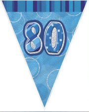 Unique Vlaggenlijn Glitz Cijfer '80' 274 Cm Blauw