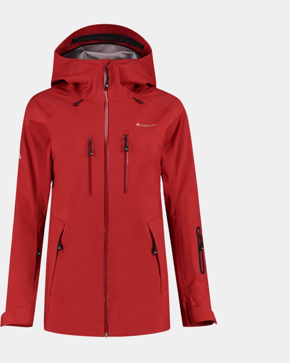 Cortazu Mountain Hard Shell Jas  Chili Rood | Dames warme outdoor jas waterdicht & winddicht met capuchon