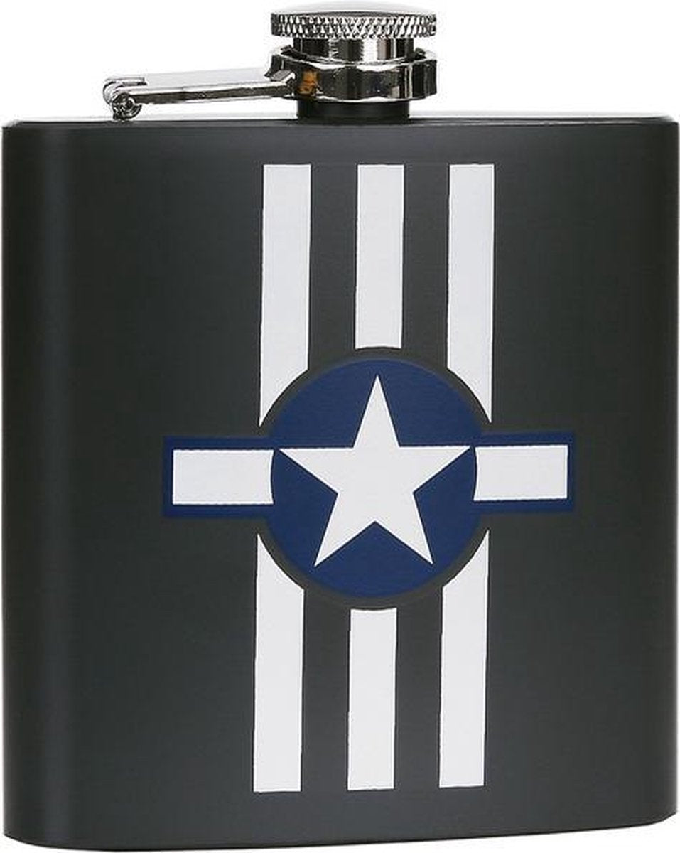 Zakfles/heupflacon groen 180ml- USAF stripes