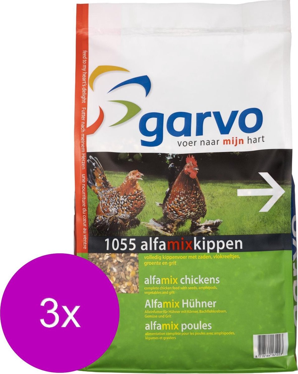 Garvo Alfamix Kippen - Kippenvoer - 3 x 4 kg