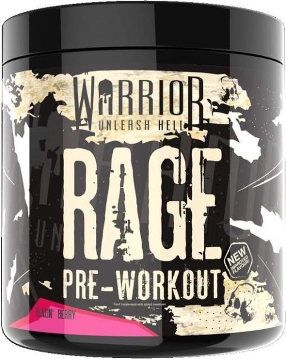 Warrior RAGE - Pre Workout - 392 gram - Extreme sterke dosering - Blazin' Berry smaak