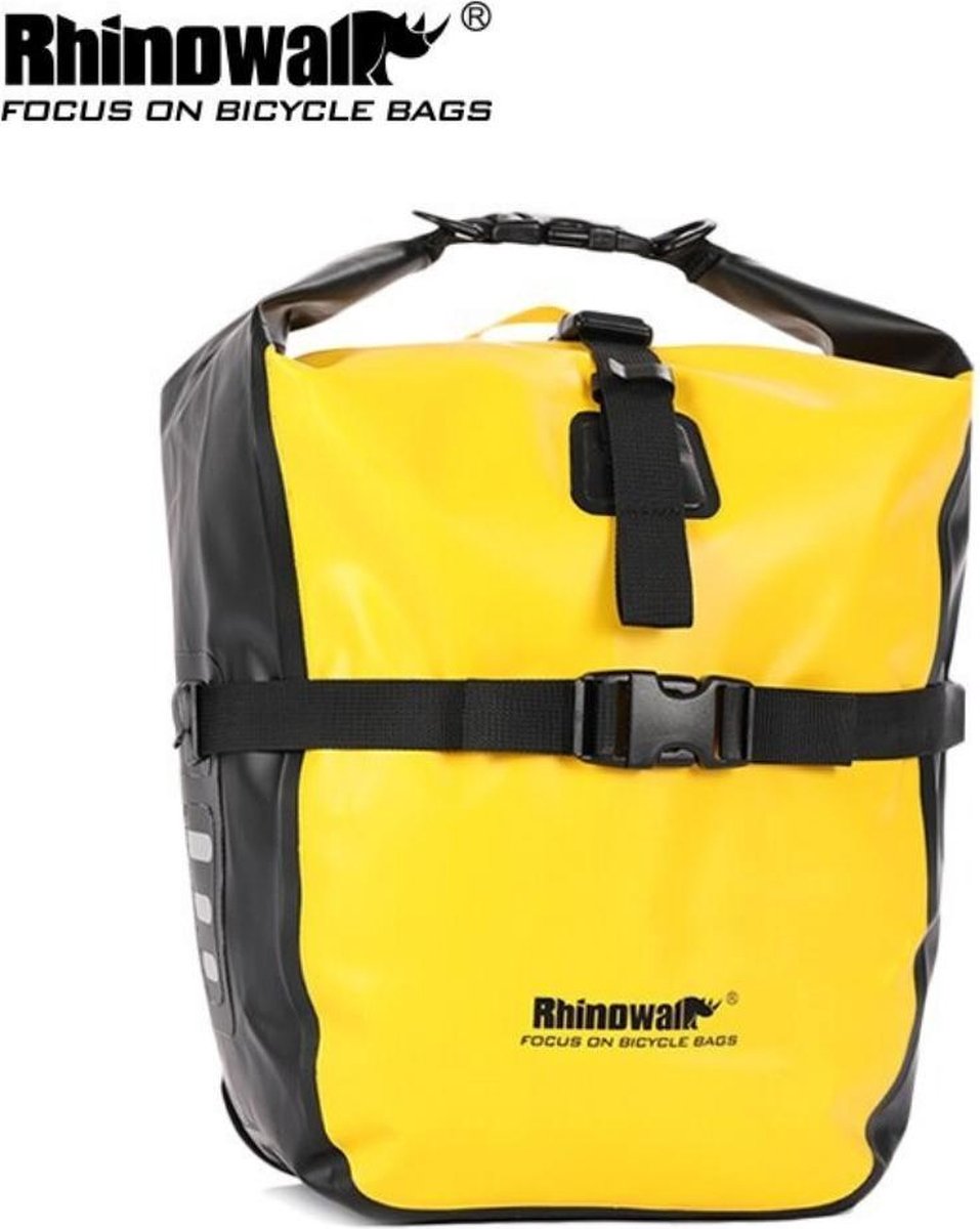 Rhinowalk® 2 in 1 Fietstas Afneembaar & Waterdicht - Fietstas Enkel 20L - Fietstas Voorwiel & Achterwiel - Ook Schoudertas - Geel