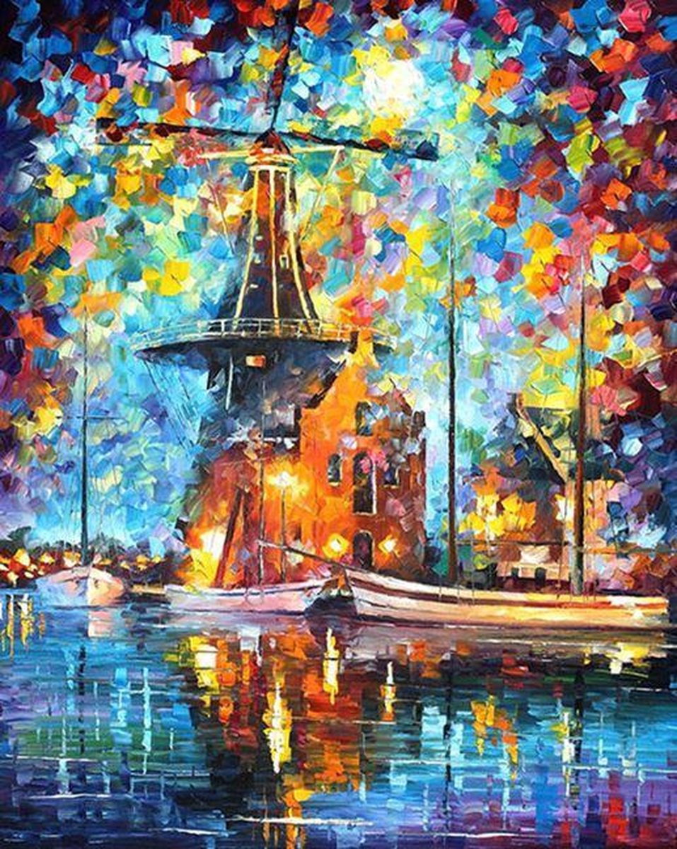 Paint By Numbers - Schilderen op Nummer - Nederlandse Molen - 50x40cm - Volwassenen & Kinderen - Stipco - 150056