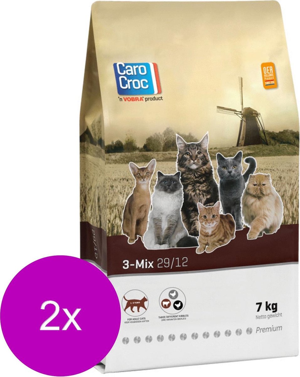 Carocroc 3-Mix - Kattenvoer - 2 x 7 kg