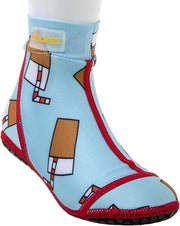 Duukies - Kinderen UV-strandsokken - Straw Lemonade - Lichtblauw - maat 28-29EU