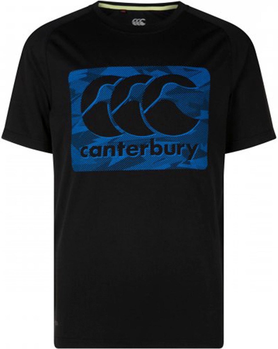 Canterbury VapoDri Poly Large Logo  Sportshirt - Maat 152  - Jongens - zwart/blauw