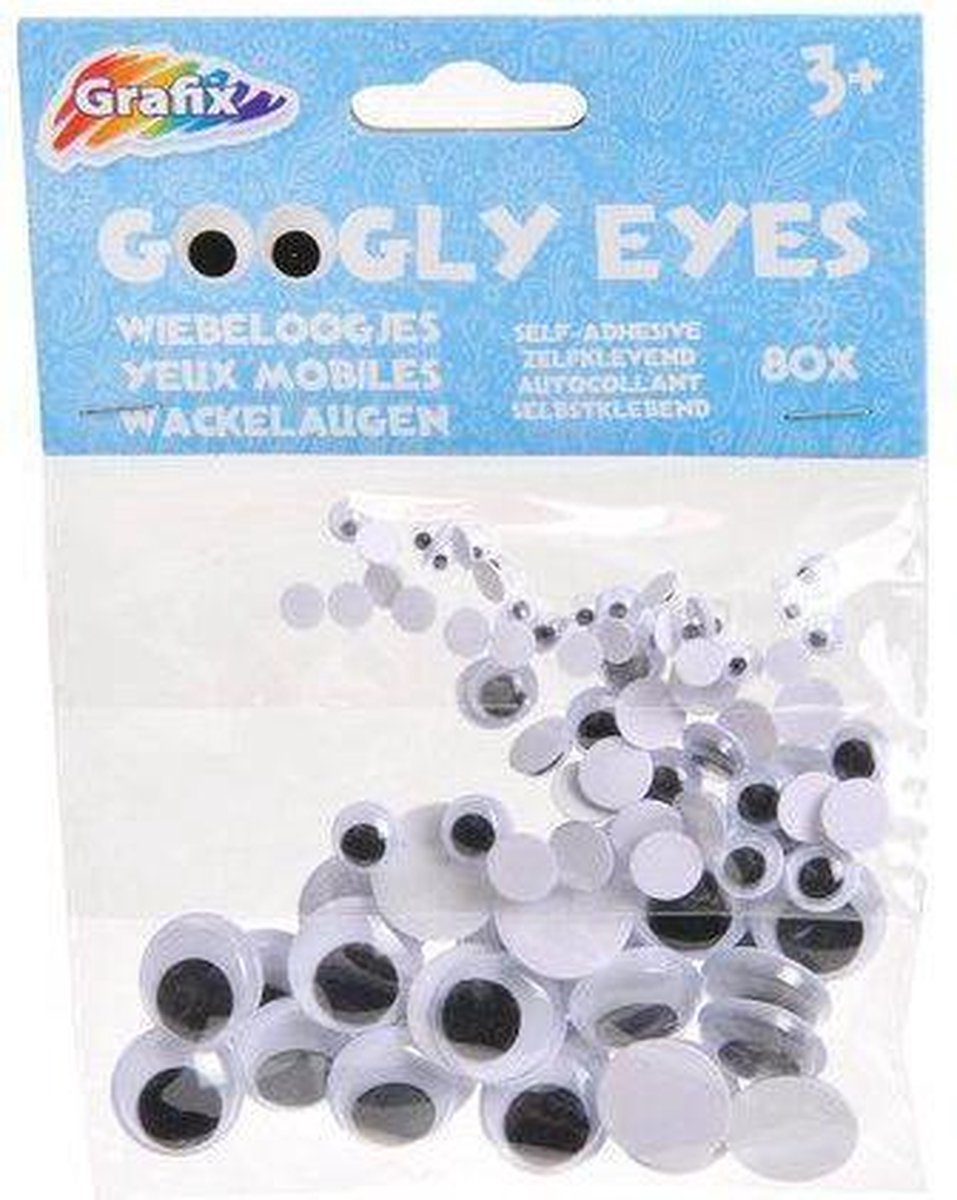 Wiebeloogjes - Sticker/ zwart wit - Googly Eyes - Plakoogjes -Plak Oogjes