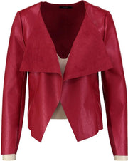 Only soepel openvallend rood leerlook jasje - Maat XS