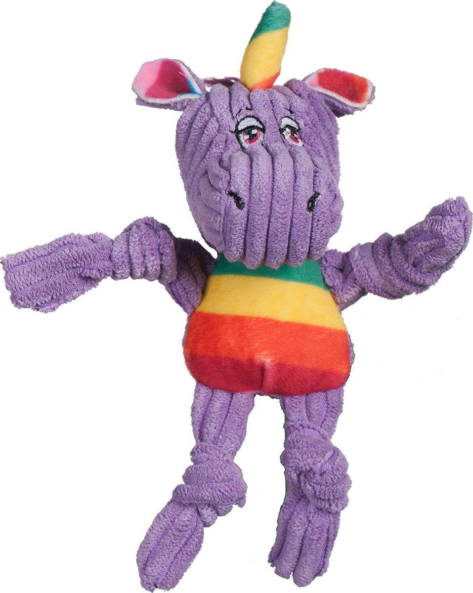 Hugglehounds Unicorn Knottie Large Paars&Regenboog - Hondenspeelgoed - 40x20cm