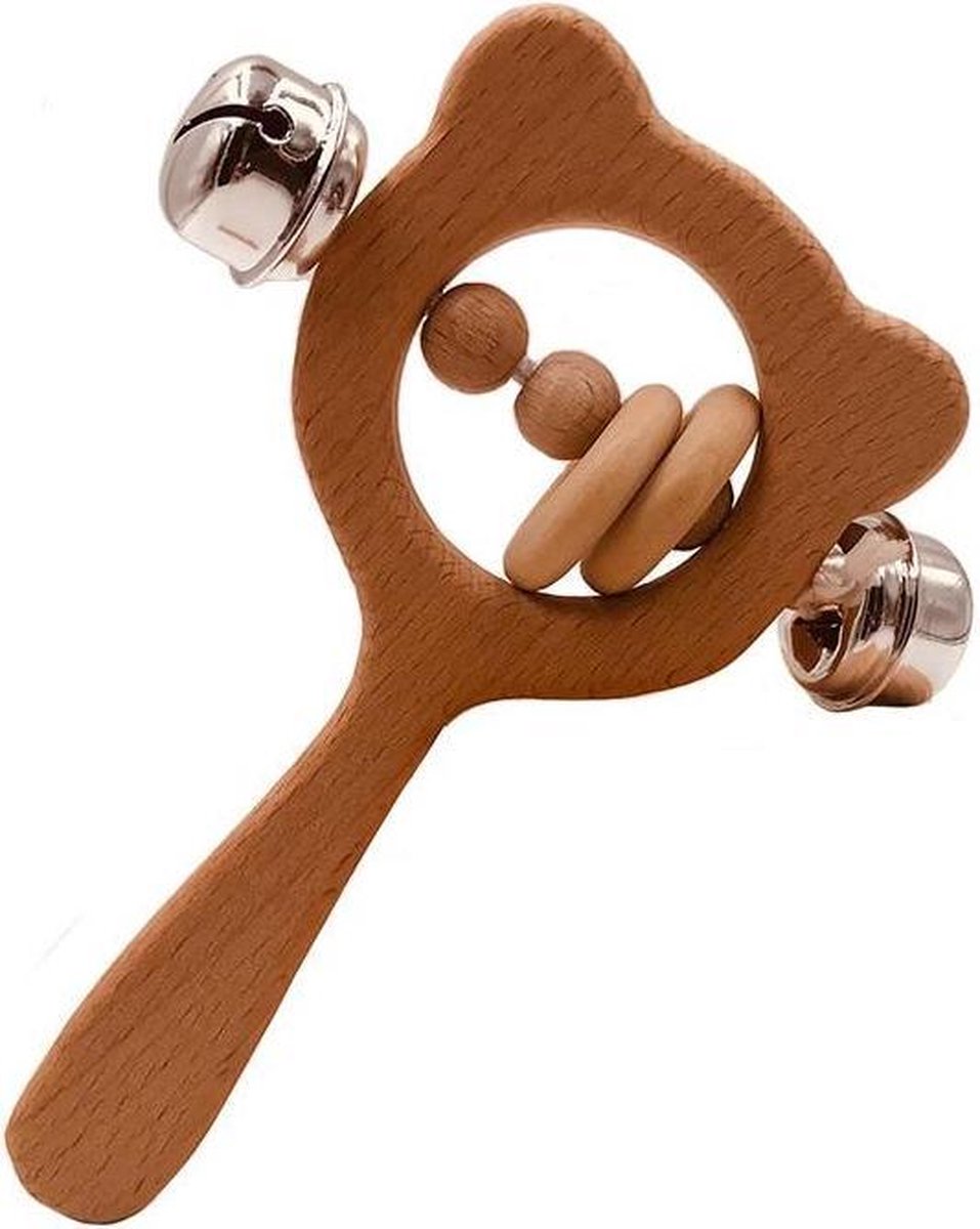 Houten rammelaar speelgoed-beuken dier vorm hand tandjes houten ring
