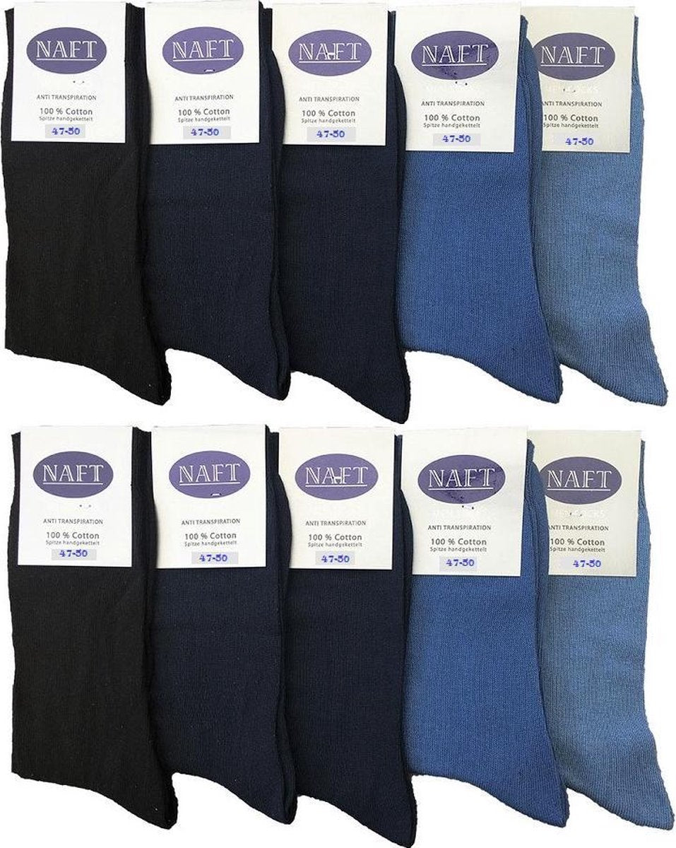 Naft 100% katoenen heren sokken 10 paar jeans assorti kleuren maat  47/50