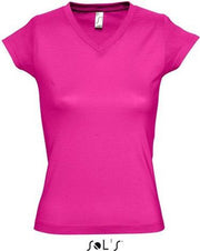 Dames t-shirt  V-hals fuchsia 36 (S)