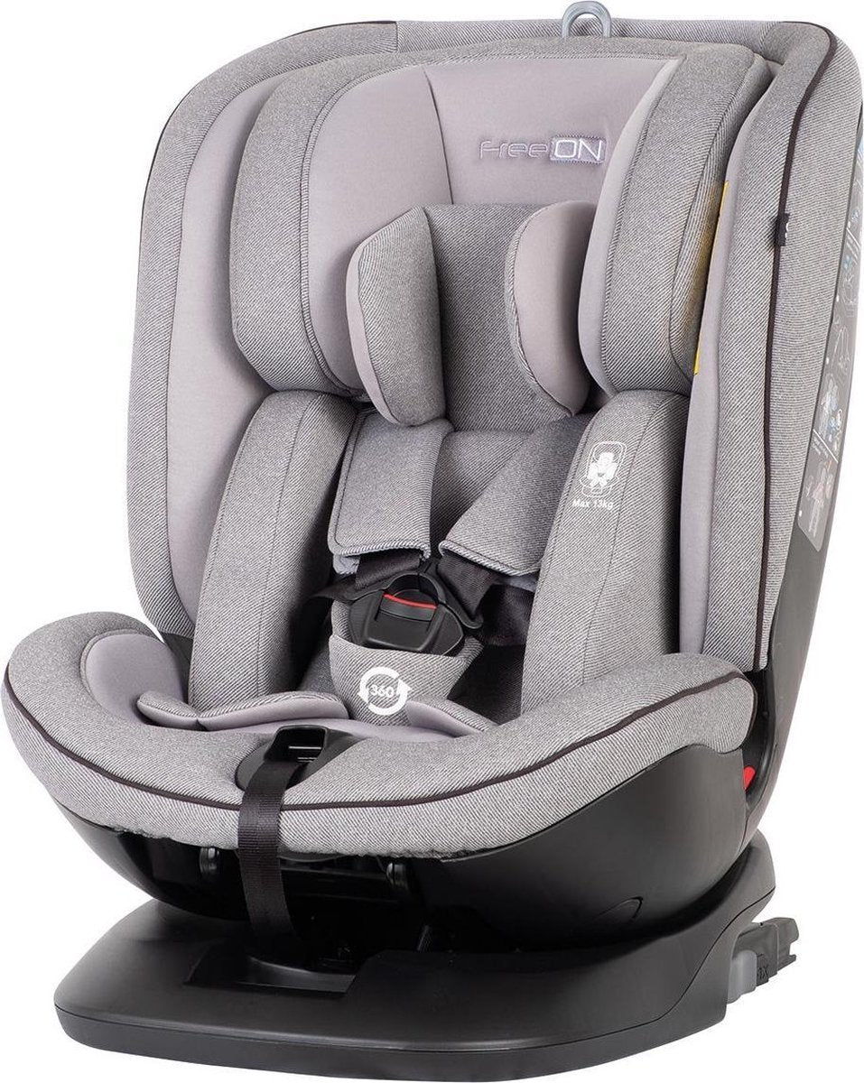 FreeON autostoel Atlas 360° met isoFix Lichtgrijs (0-36kg) - Groep 0-1-2-3 autostoel voor kinderen van 0 tot 12 jaar