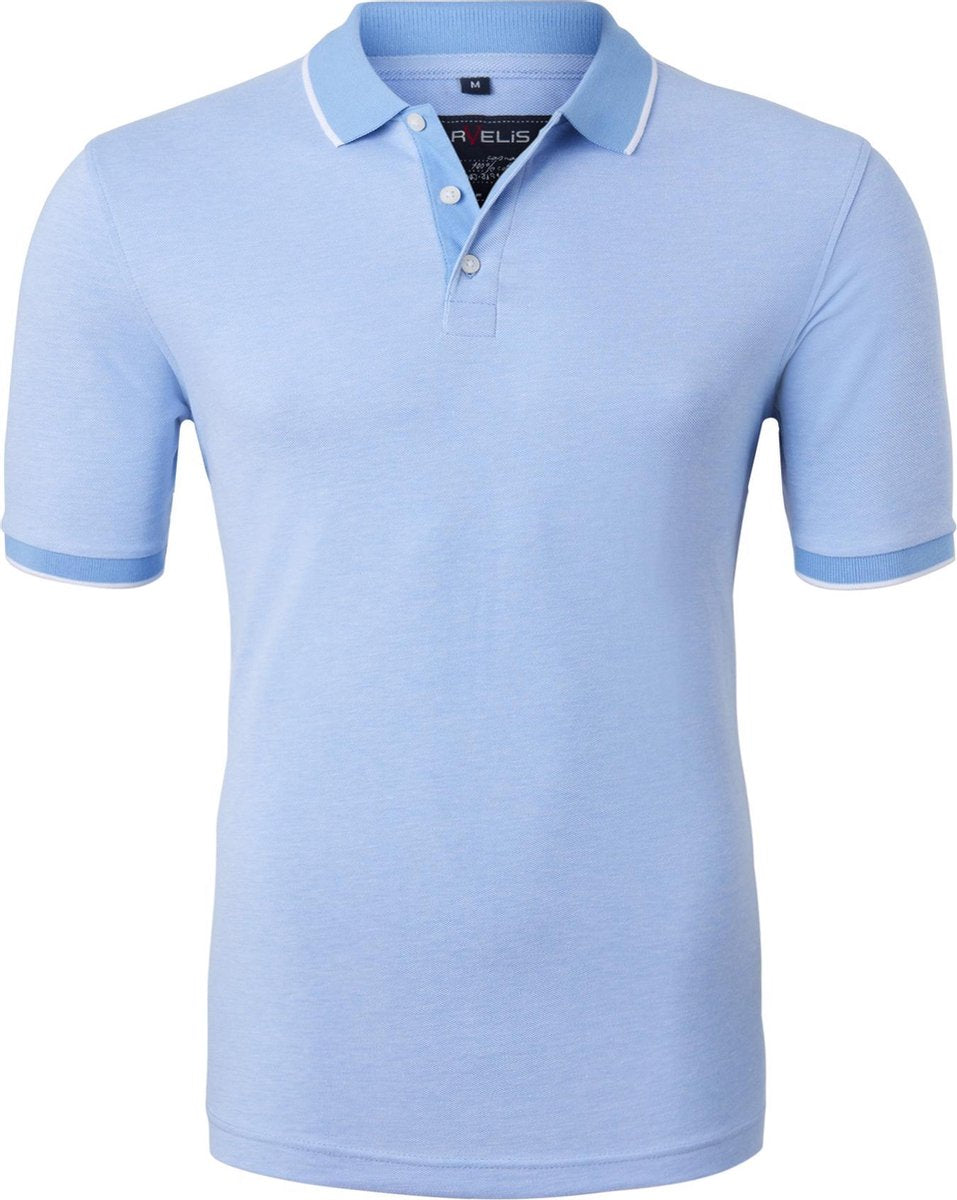 Marvelis Modern Fit poloshirt - lichtblauw melange -  Maat: 3XL