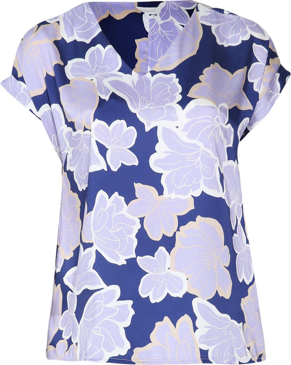 Promiss - Satijnachtige blouse met bloemenprint - Lila