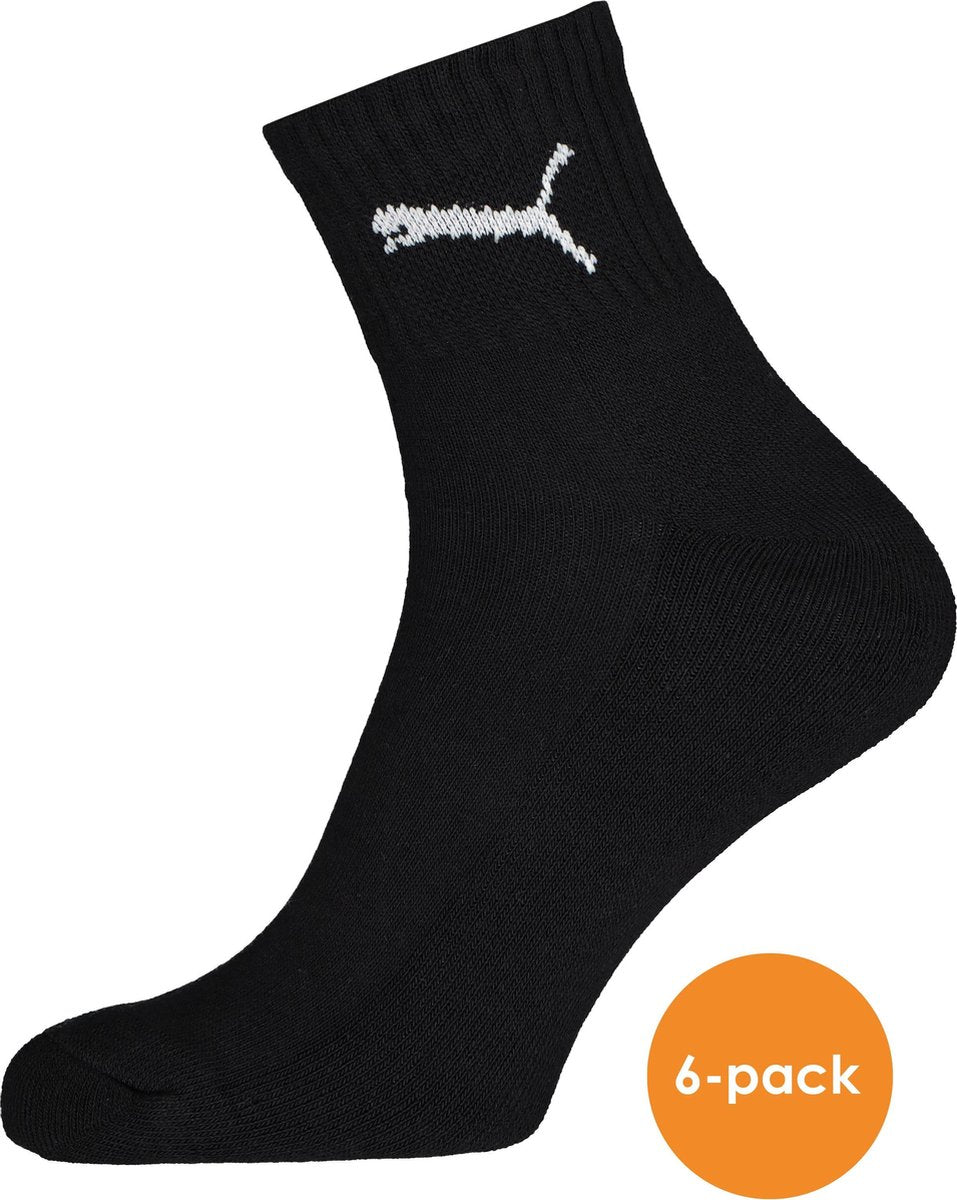 Puma unisex korte sportsokken (6-pack) - zwart -  Maat: 35-38