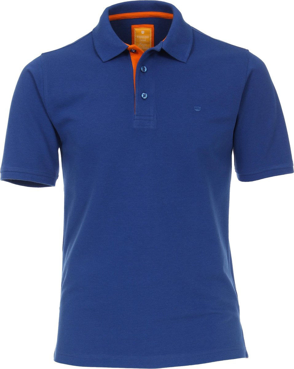 Redmond Modern Fit poloshirt - blauw (oranje contrast) -  Maat: 3XL