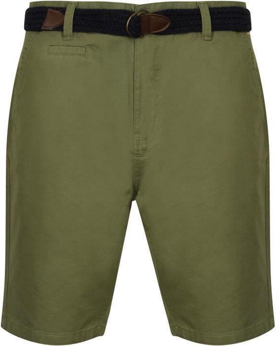 TOKYO LAUNDRY Chinoshort met gevlochten riem Groen kaki Heren