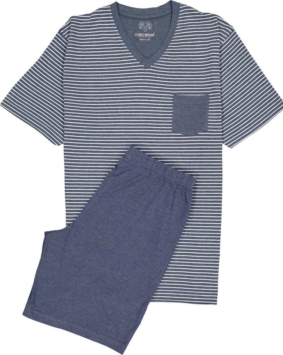 Ceceba heren shortama - blauw met wit gestreept -  Maat: S