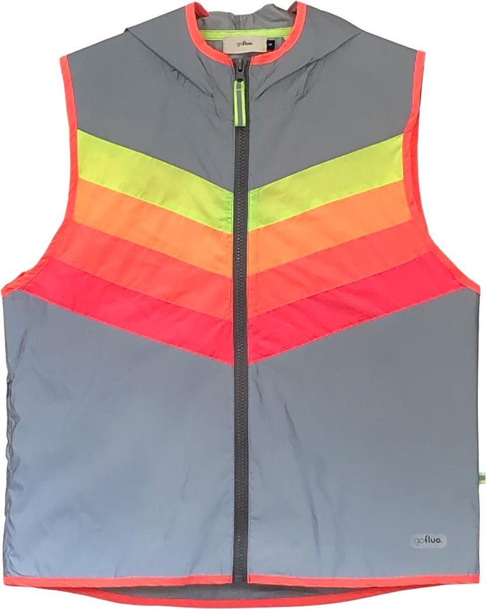 gofluo. Darkflow Reflecterend hesje - Darkjacket - Fluoriserend - Opvallen in het donker - Hardloophesje - Reflectie jas - Lichtgewicht - Veilig de weg op - Grijs - XXL