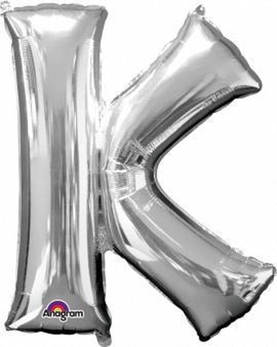 Letter K ballon zilver 86 cm