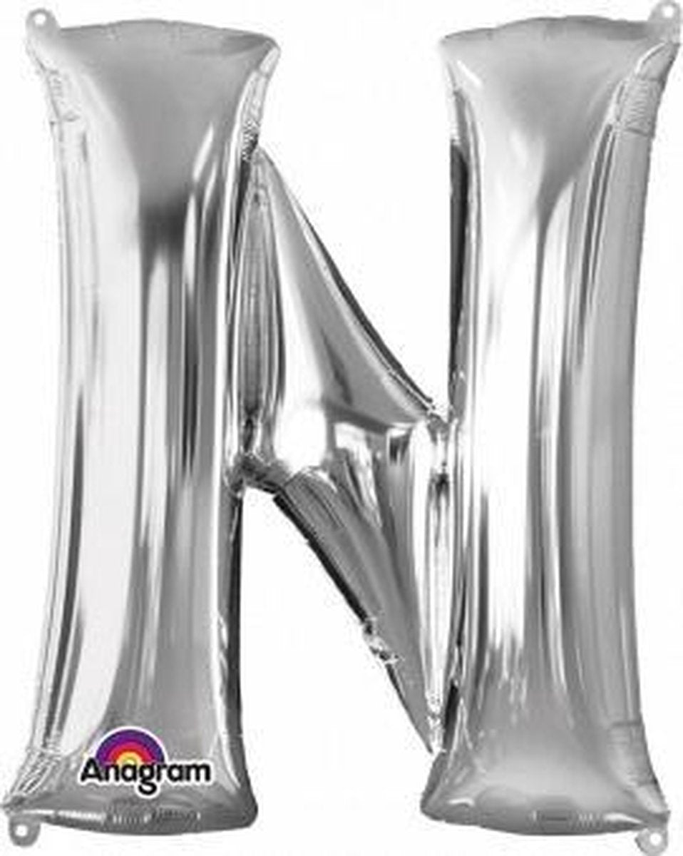 Letter N ballon zilver 86 cm