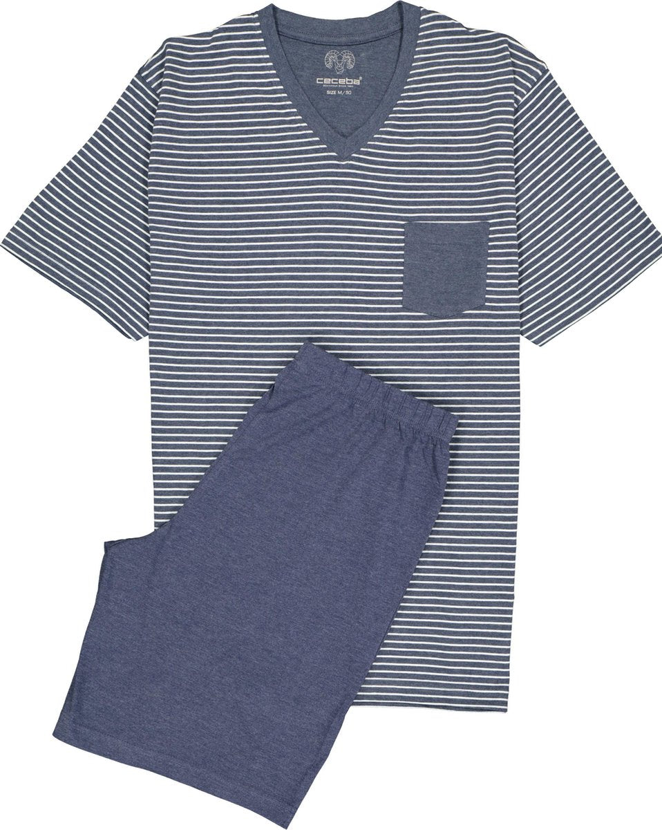Ceceba heren shortama - blauw met wit gestreept -  Maat: XXL