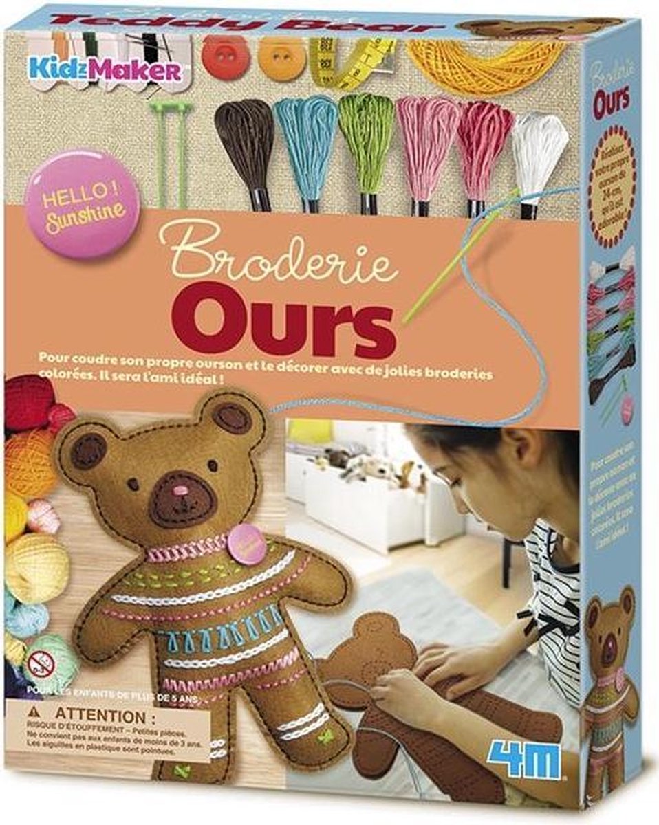 4m Kidzmaker: Borduurset Knuffelbeer 24 Cm Bruin (fr)