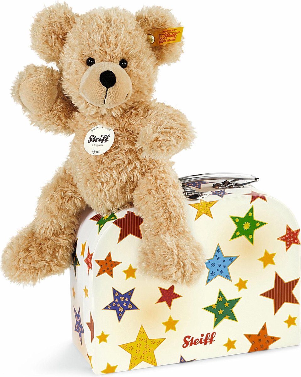 Steiff Fynn Teddybeer met koffer 23 cm. EAN 111730