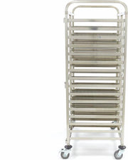 Regaalwagen  32 x 60 x 40 cm - 2 x 16 Etages - RVS - 4 Wielen - Horeca Bakkerijschalen Afruimwagen / Bakerynorm Trolley - Maxima