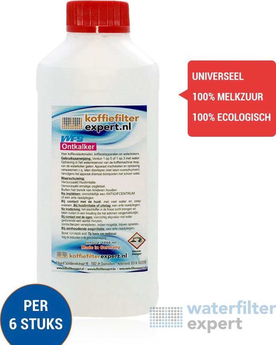 6x icepure ICP-CMC601 250ml Vloeibare Ontkalker voor Espressomachines - 100% melkzuur - Saeco CA6700 / CA6701 - Delonghi Ontkalker DLSC003