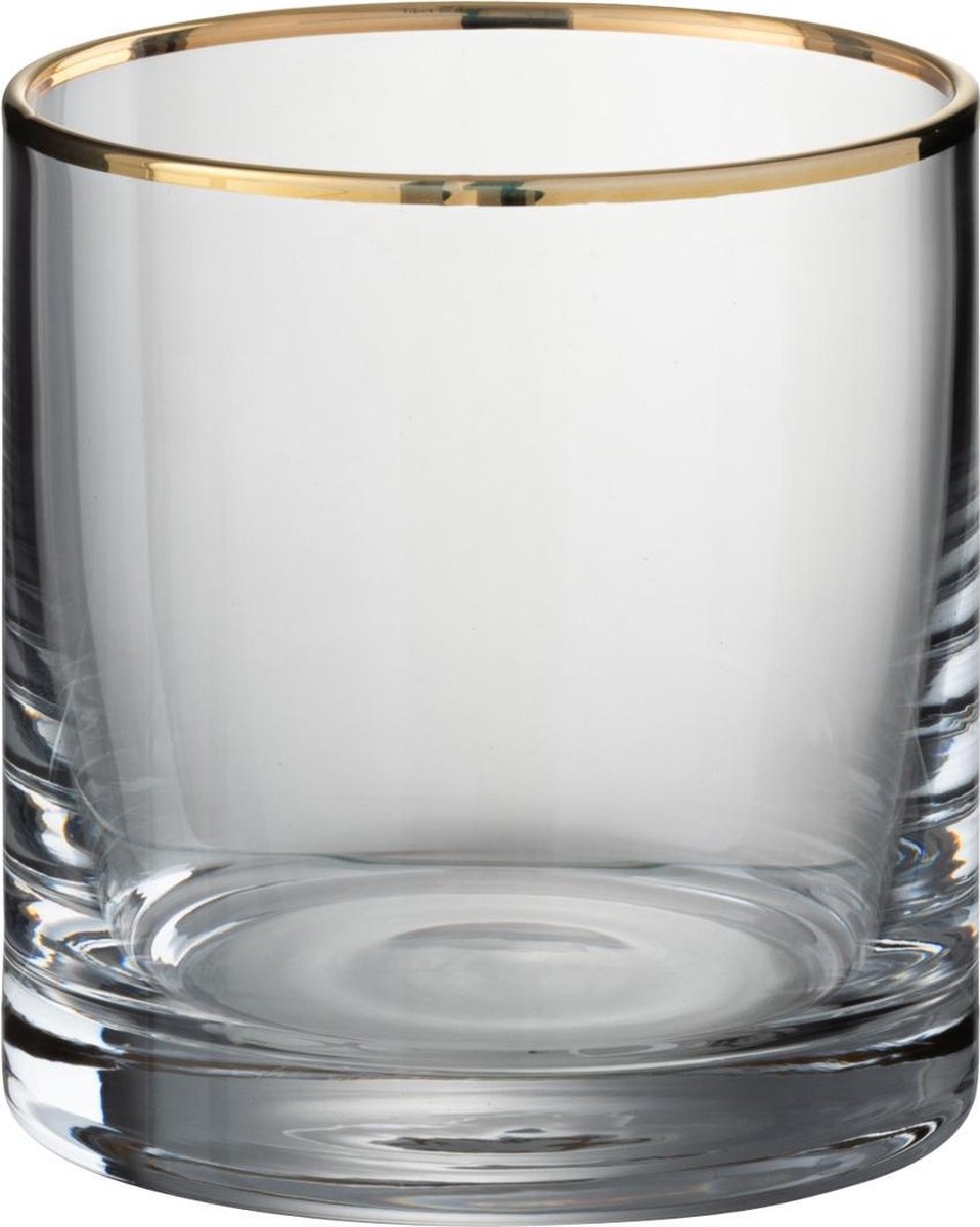 J-Line Drinkglas Rand Cilinder Glas Transparant/Goud