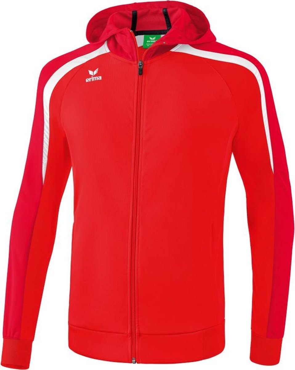 Erima Liga 2.0 Trainingsjack Met Capuchon Kinderen - Rood / Donkerrood / Wit | Maat: 140