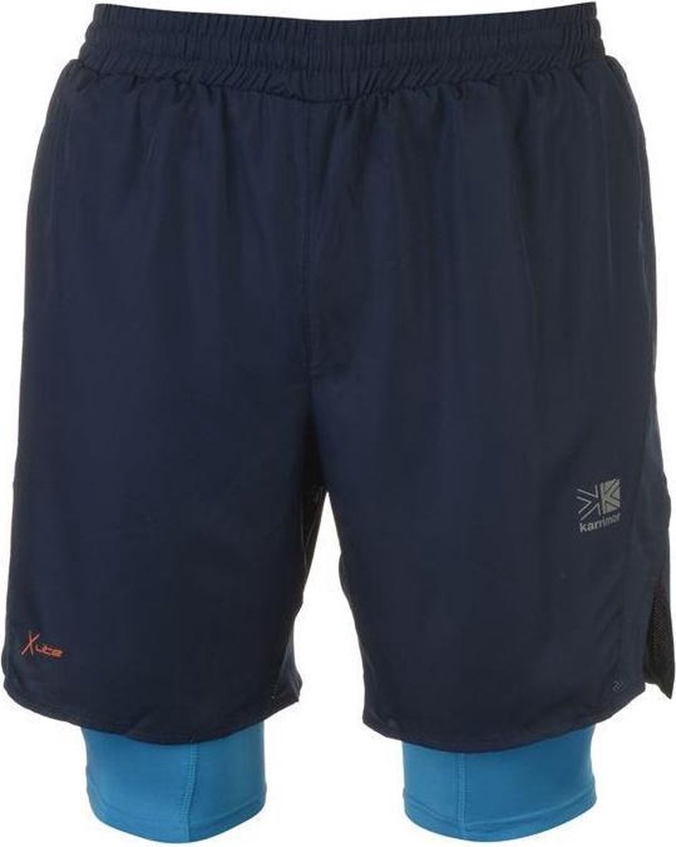 Karrimor 2 in 1 Runningshort sportbroek - maat XL - Heren - Donker blauw