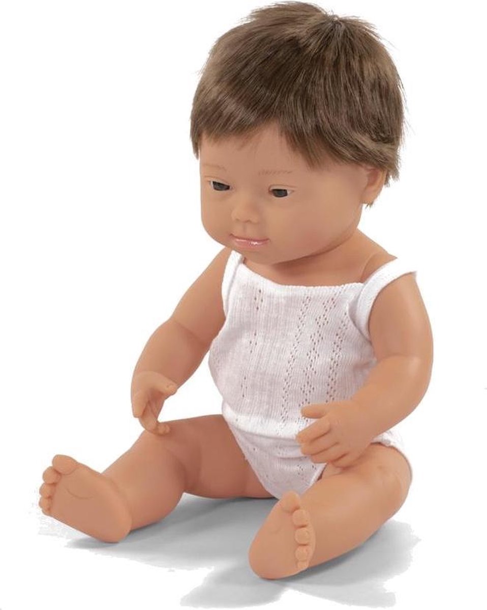Miniland Babypop syndroom van Down Jongen Met Vanillegeur 38 Cm
